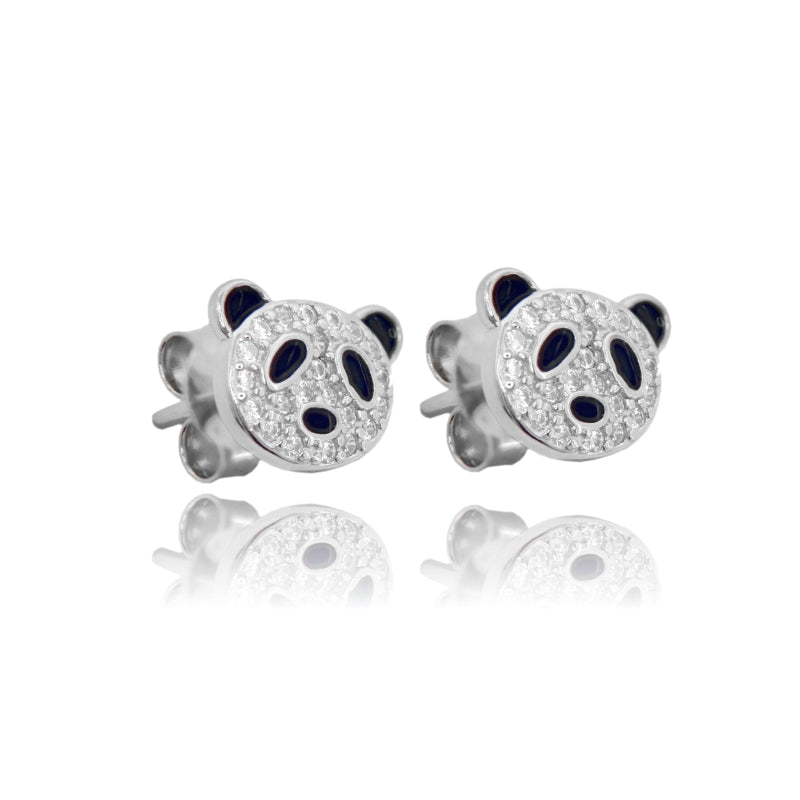 Panda Icon – Orecchini a Lobo in Argento con Zirconi