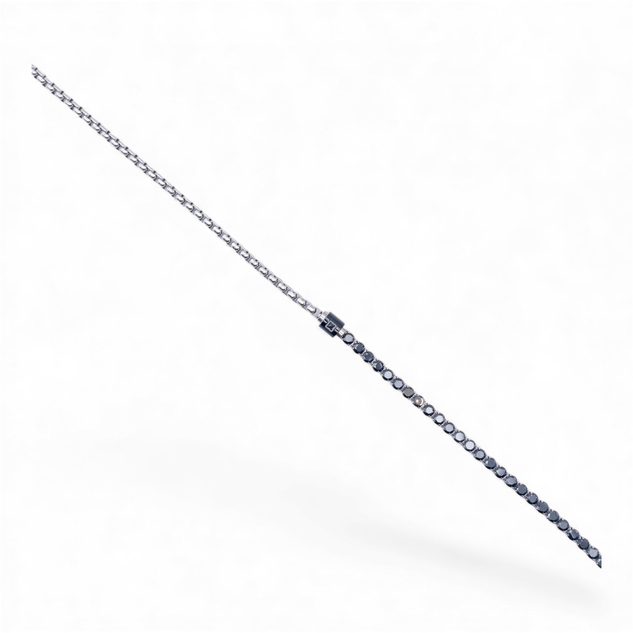 Bracciale Ombra Metallica – Acciaio e Pietre Nere