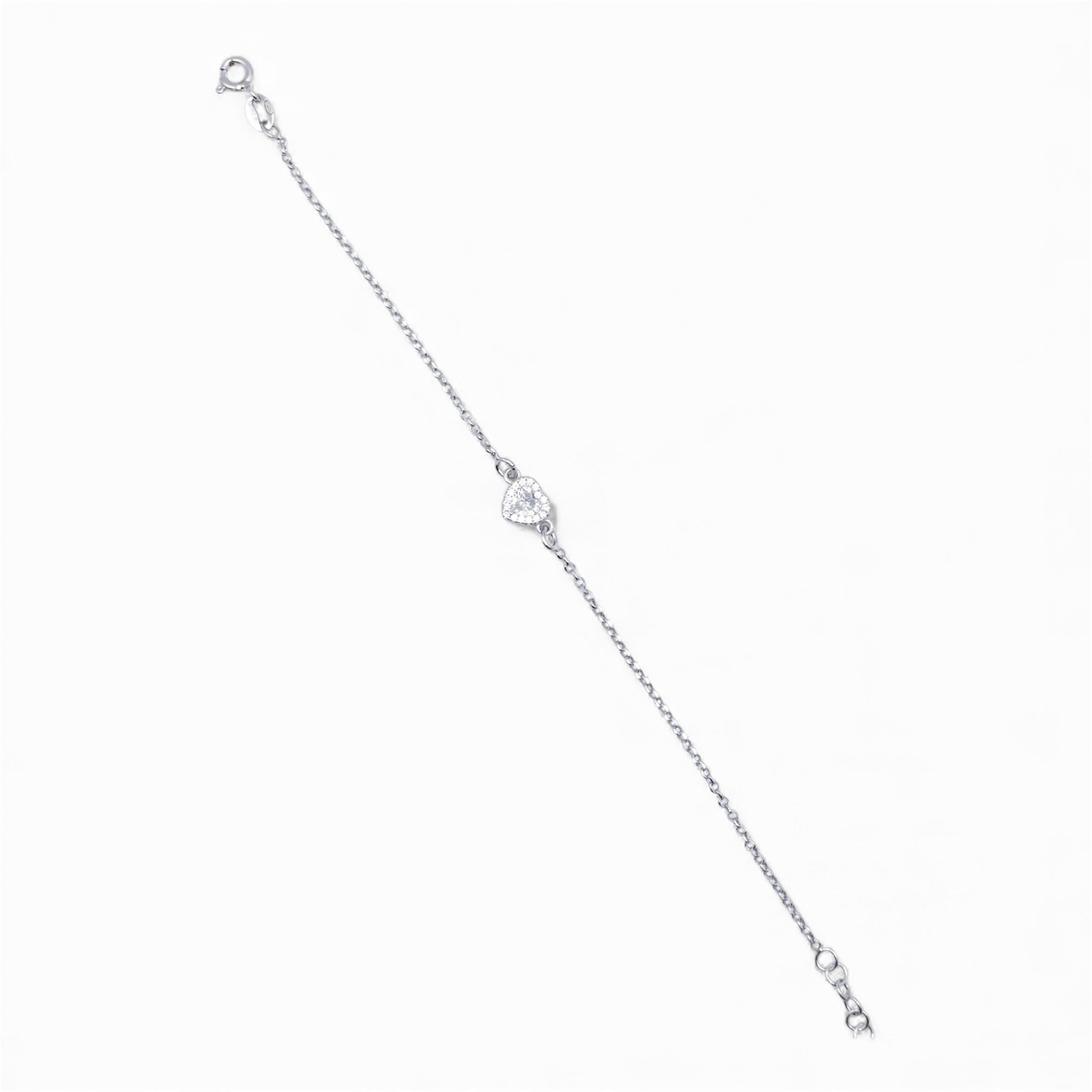 Bracciale Cuore Solitario – Argento 925 e Zirconi