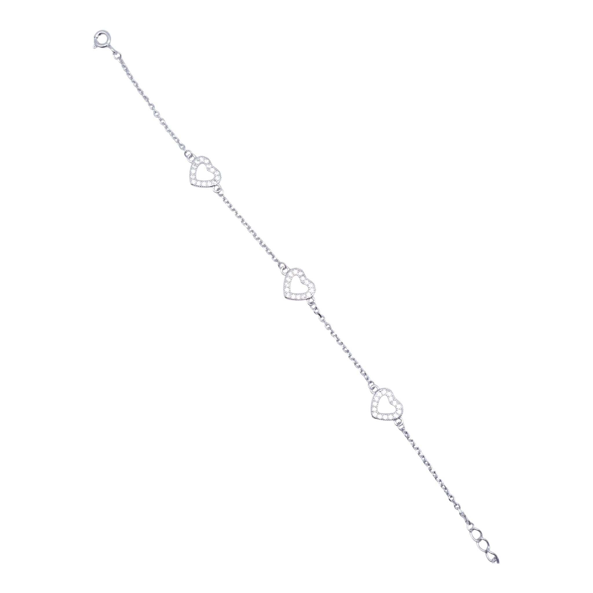 Bracciale Tre Cuori – Argento e Zirconi