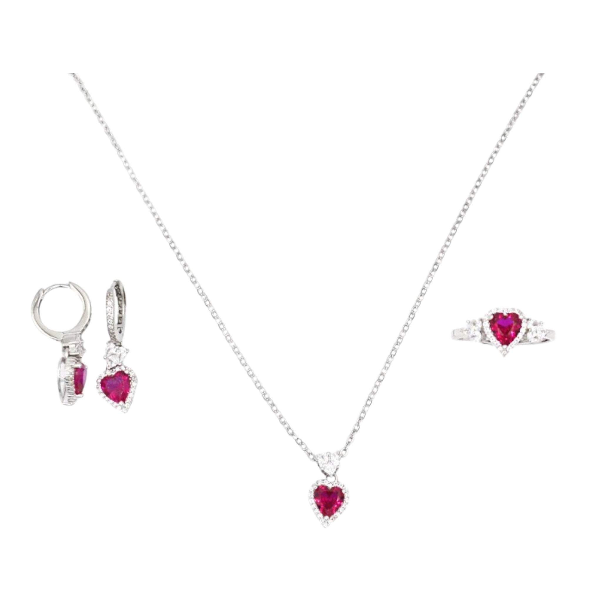 Rubina Amour – Parure Cuore Rosso in Argento 925 con Zirconi