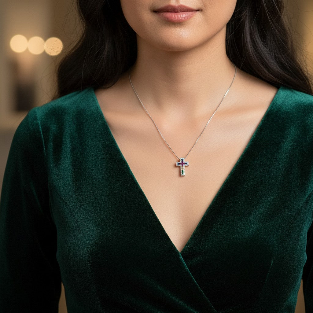 Rainbow Cross Glow - Argento 925