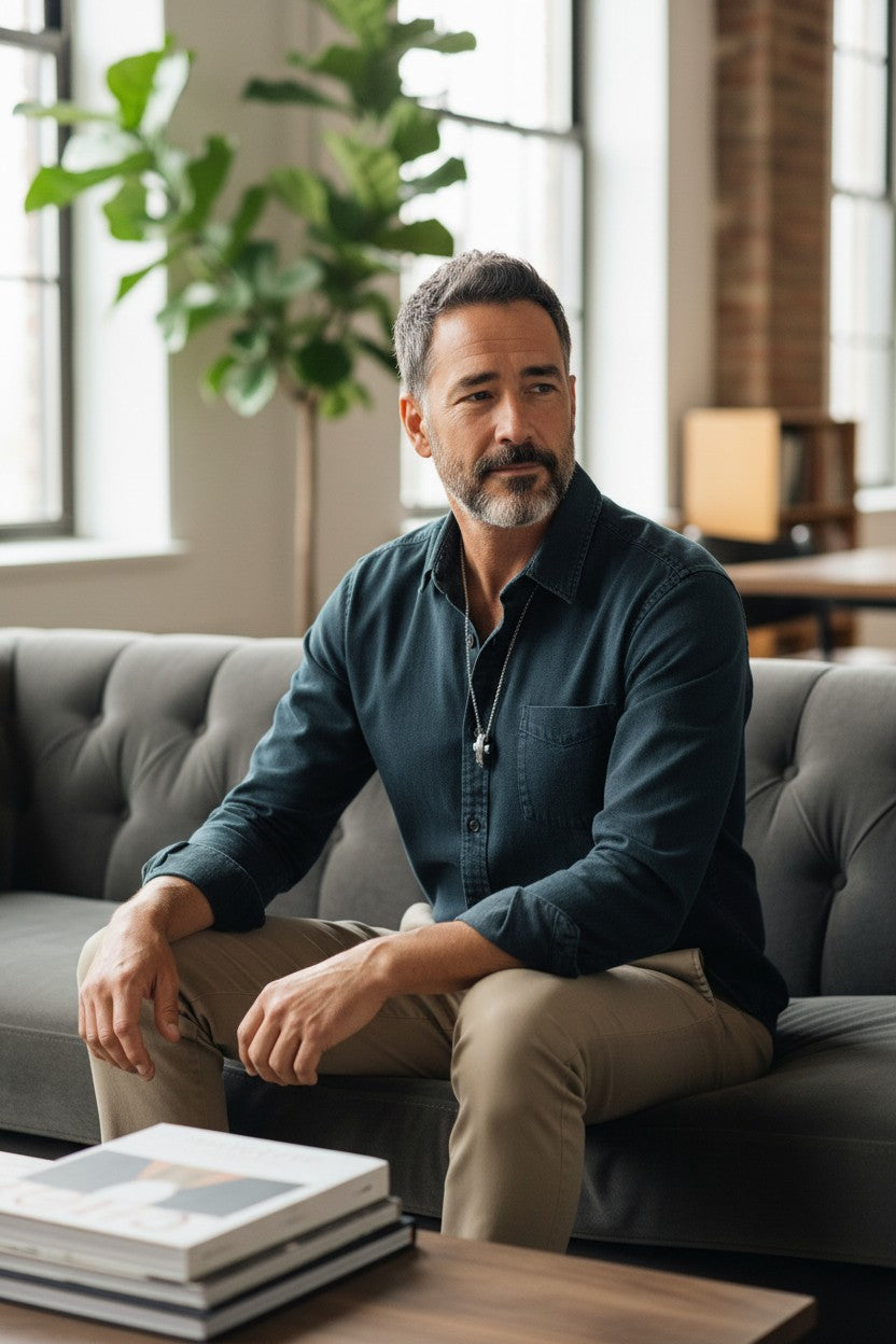 Collana Croce Orbitale in Acciaio – Design Moderno Uomo